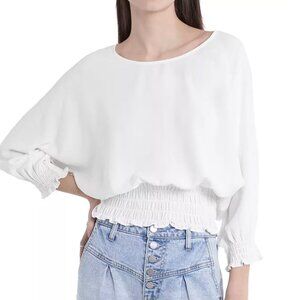 Vince Camuto‎ Ruched Boatneck Pullover Balloon Sleeve Boho Peasant Top Sz. XS